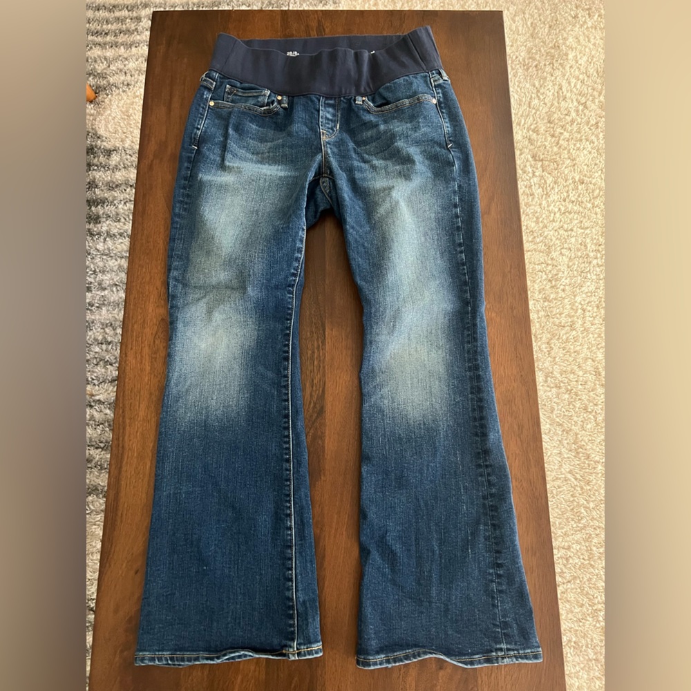 GAP - MATERNITY (SHORT) Blue Straight Jeans with Vintage-Inspired Fading
